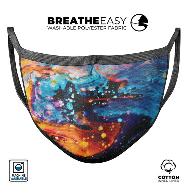 Blurred Abstract Flow V12 - Made in USA Mouth Cover Unisex Anti-Dust Cotton Blend Reusable & Washable Face Mask with Adjustable Sizing for Adult or Child