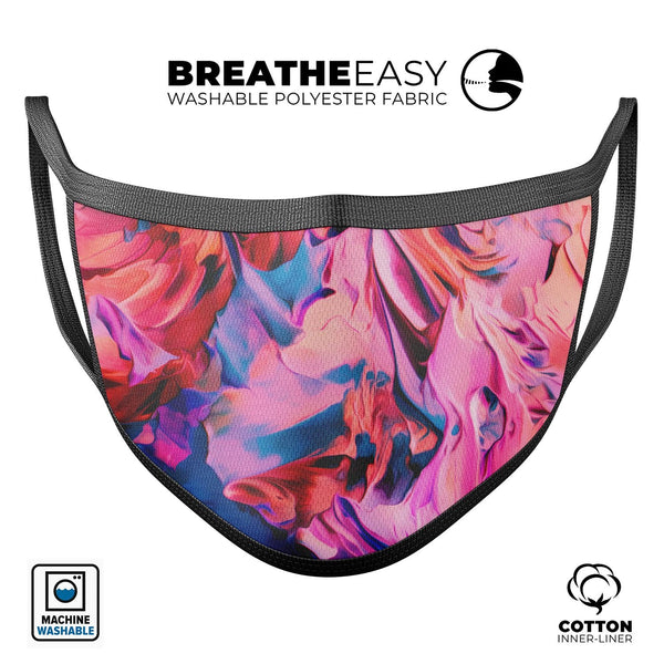 Blurred Abstract Flow V16 - Made in USA Mouth Cover Unisex Anti-Dust Cotton Blend Reusable & Washable Face Mask with Adjustable Sizing for Adult or Child