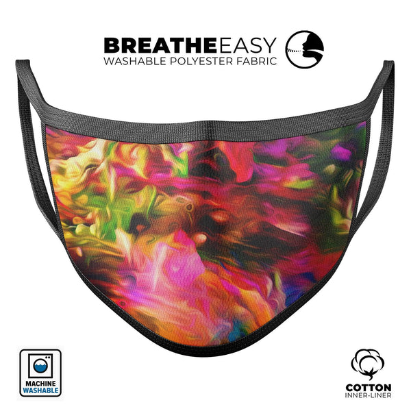 Blurred Abstract Flow V23 - Made in USA Mouth Cover Unisex Anti-Dust Cotton Blend Reusable & Washable Face Mask with Adjustable Sizing for Adult or Child