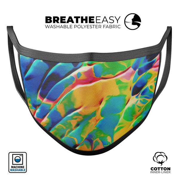 Blurred Abstract Flow V25 - Made in USA Mouth Cover Unisex Anti-Dust Cotton Blend Reusable & Washable Face Mask with Adjustable Sizing for Adult or Child