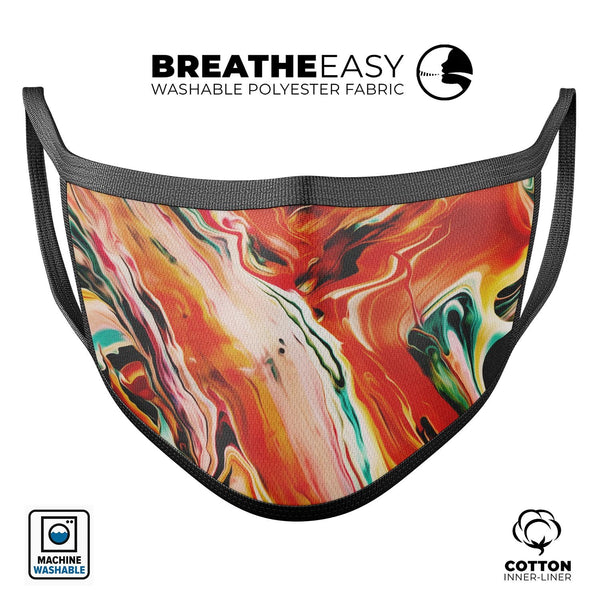 Blurred Abstract Flow V26 - Made in USA Mouth Cover Unisex Anti-Dust Cotton Blend Reusable & Washable Face Mask with Adjustable Sizing for Adult or Child