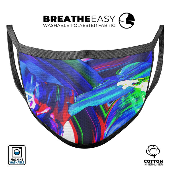 Blurred Abstract Flow V27 - Made in USA Mouth Cover Unisex Anti-Dust Cotton Blend Reusable & Washable Face Mask with Adjustable Sizing for Adult or Child