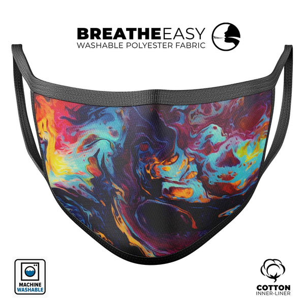 Blurred Abstract Flow V31 - Made in USA Mouth Cover Unisex Anti-Dust Cotton Blend Reusable & Washable Face Mask with Adjustable Sizing for Adult or Child