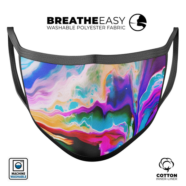 Blurred Abstract Flow V33 - Made in USA Mouth Cover Unisex Anti-Dust Cotton Blend Reusable & Washable Face Mask with Adjustable Sizing for Adult or Child