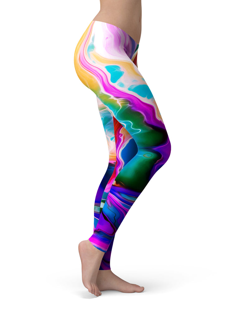 Blurred Abstract Flow V33 - All Over Print Womens Leggings / Yoga or Workout Pants