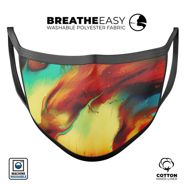 Blurred Abstract Flow V36 - Made in USA Mouth Cover Unisex Anti-Dust Cotton Blend Reusable & Washable Face Mask with Adjustable Sizing for Adult or Child