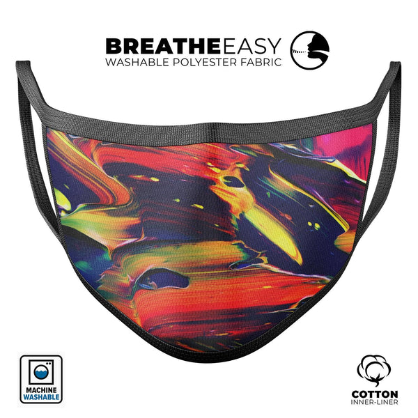 Blurred Abstract Flow V38 - Made in USA Mouth Cover Unisex Anti-Dust Cotton Blend Reusable & Washable Face Mask with Adjustable Sizing for Adult or Child