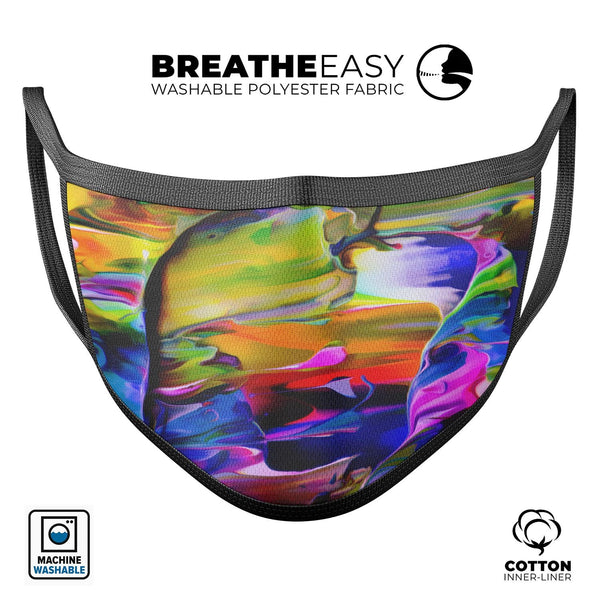 Blurred Abstract Flow V39 - Made in USA Mouth Cover Unisex Anti-Dust Cotton Blend Reusable & Washable Face Mask with Adjustable Sizing for Adult or Child