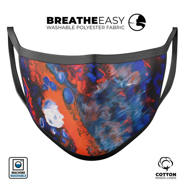 Blurred Abstract Flow V43 - Made in USA Mouth Cover Unisex Anti-Dust Cotton Blend Reusable & Washable Face Mask with Adjustable Sizing for Adult or Child