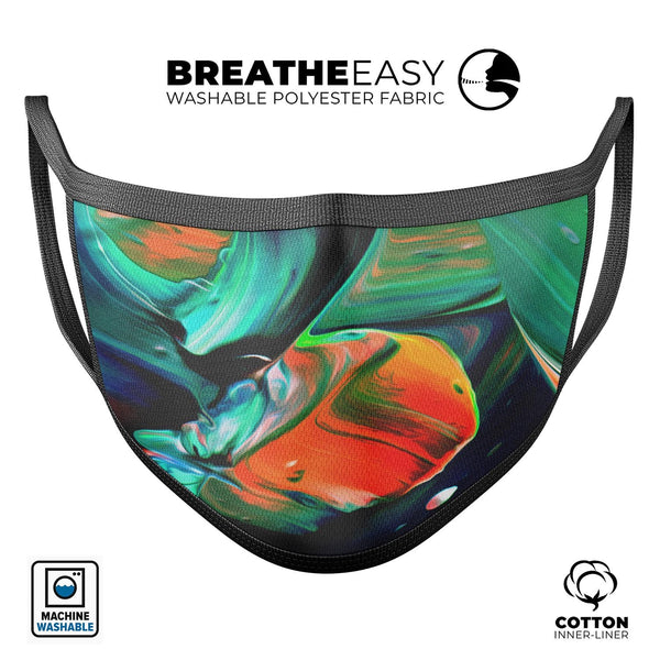 Blurred Abstract Flow V47 - Made in USA Mouth Cover Unisex Anti-Dust Cotton Blend Reusable & Washable Face Mask with Adjustable Sizing for Adult or Child