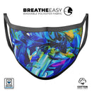 Blurred Abstract Flow V53 - Made in USA Mouth Cover Unisex Anti-Dust Cotton Blend Reusable & Washable Face Mask with Adjustable Sizing for Adult or Child