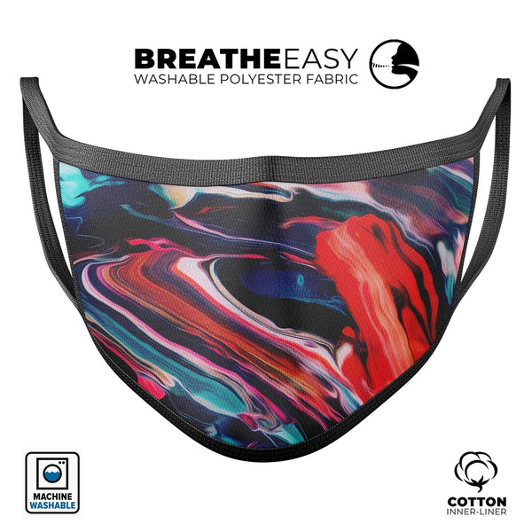 Blurred Abstract Flow V55 - Made in USA Mouth Cover Unisex Anti-Dust Cotton Blend Reusable & Washable Face Mask with Adjustable Sizing for Adult or Child