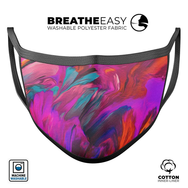 Blurred Abstract Flow V56 - Made in USA Mouth Cover Unisex Anti-Dust Cotton Blend Reusable & Washable Face Mask with Adjustable Sizing for Adult or Child