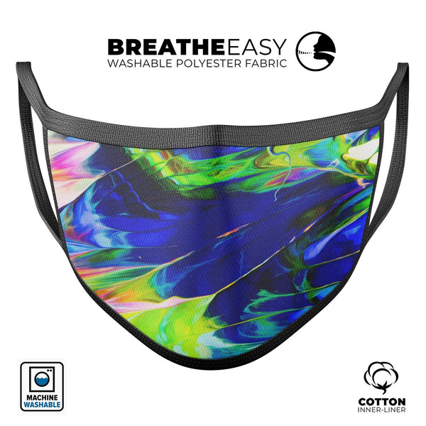 Blurred Abstract Flow V6 - Made in USA Mouth Cover Unisex Anti-Dust Cotton Blend Reusable & Washable Face Mask with Adjustable Sizing for Adult or Child