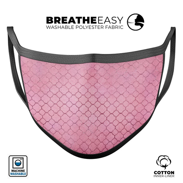 Blushed Pink Morrocan Pattern - Made in USA Mouth Cover Unisex Anti-Dust Cotton Blend Reusable & Washable Face Mask with Adjustable Sizing for Adult or Child