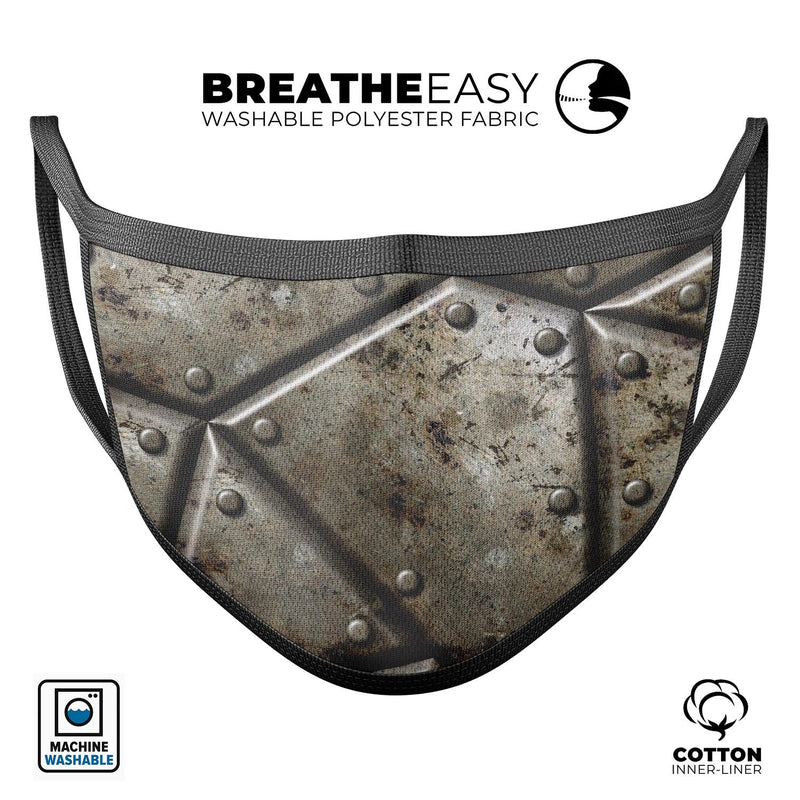 Bolted Steal Plates V2 - Made in USA Mouth Cover Unisex Anti-Dust Cotton Blend Reusable & Washable Face Mask with Adjustable Sizing for Adult or Child