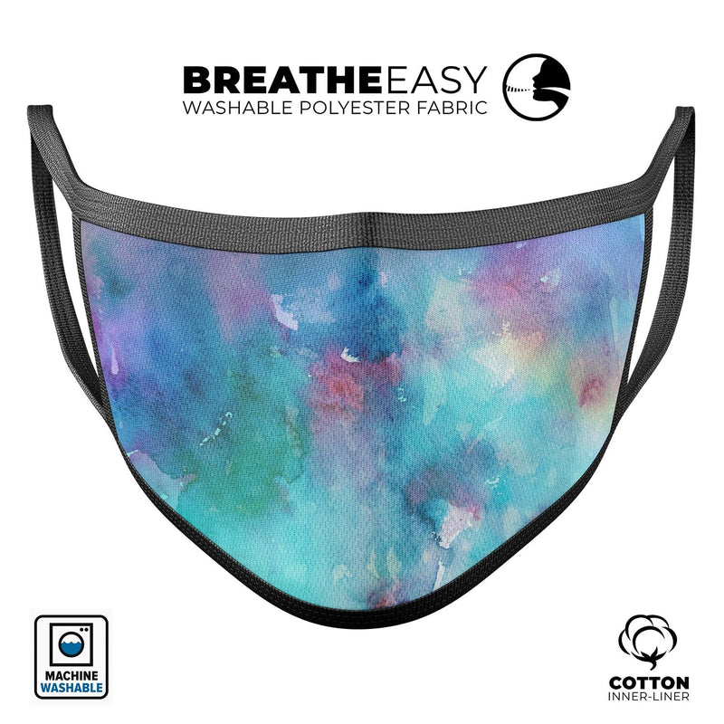 Bright Absorbed Watercolor Texture - Made in USA Mouth Cover Unisex Anti-Dust Cotton Blend Reusable & Washable Face Mask with Adjustable Sizing for Adult or Child
