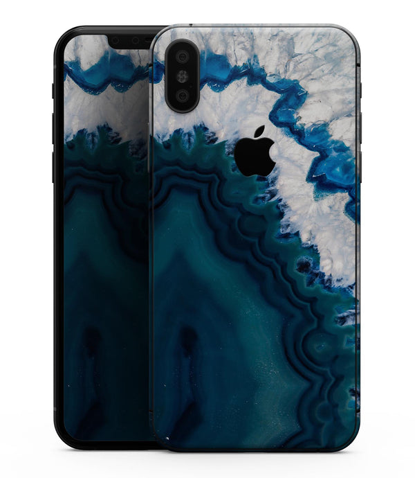 Bright Blue Agate Slice - iPhone XS MAX, XS/X, 8/8+, 7/7+, 5/5S/SE Skin-Kit (All iPhones Avaiable)