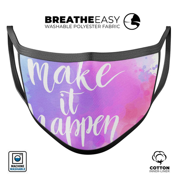 Bright Make it Happen - Made in USA Mouth Cover Unisex Anti-Dust Cotton Blend Reusable & Washable Face Mask with Adjustable Sizing for Adult or Child