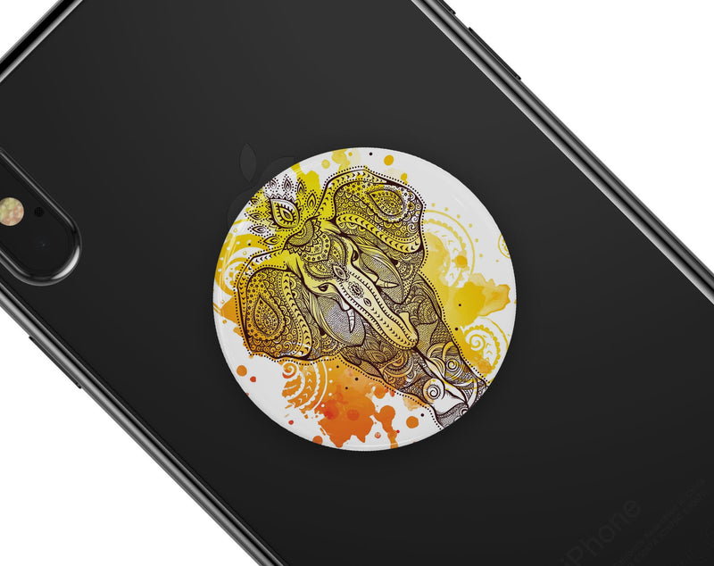 Bright Orange Ethnic Elephant - Skin Kit for PopSockets and other Smartphone Extendable Grips & Stands