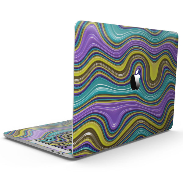 MacBook Pro with Touch Bar Skin Kit - Bright_Purple_Teal_and_Mustard_Yellow_Color_Waves-MacBook_13_Touch_V9.jpg?