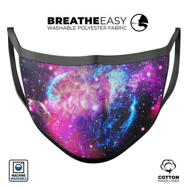 Bright Trippy Space - Made in USA Mouth Cover Unisex Anti-Dust Cotton Blend Reusable & Washable Face Mask with Adjustable Sizing for Adult or Child