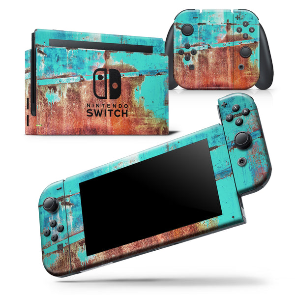 Bright Turquise Rusted Surface - Skin Wrap Decal for Nintendo Switch Lite Console & Dock - 3DS XL - 2DS - Pro - DSi - Wii - Joy-Con Gaming Controller