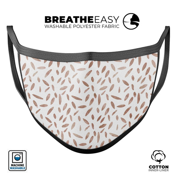 Brown Watercolor Pedals - Made in USA Mouth Cover Unisex Anti-Dust Cotton Blend Reusable & Washable Face Mask with Adjustable Sizing for Adult or Child
