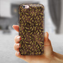 Brown and Gold Leaf Pattern iPhone 6/6s or 6/6s Plus 2-Piece Hybrid INK-Fuzed Case