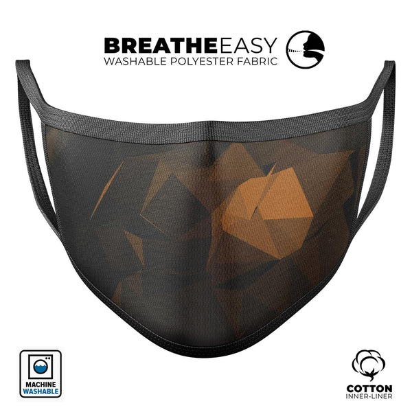 Brown and Orange Abstract Shapes - Made in USA Mouth Cover Unisex Anti-Dust Cotton Blend Reusable & Washable Face Mask with Adjustable Sizing for Adult or Child
