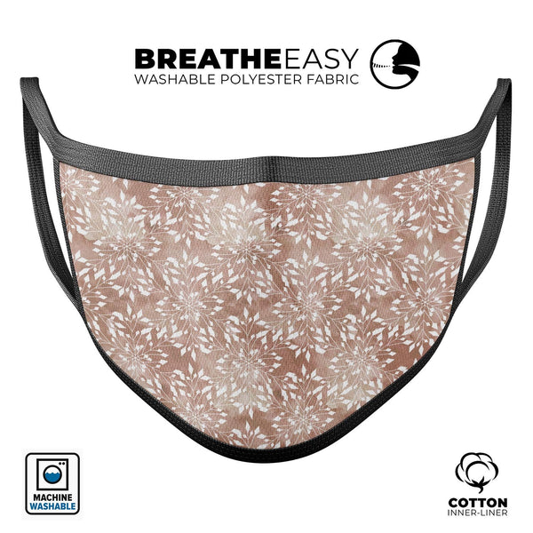 Brown and White Fractal Pattern - Made in USA Mouth Cover Unisex Anti-Dust Cotton Blend Reusable & Washable Face Mask with Adjustable Sizing for Adult or Child