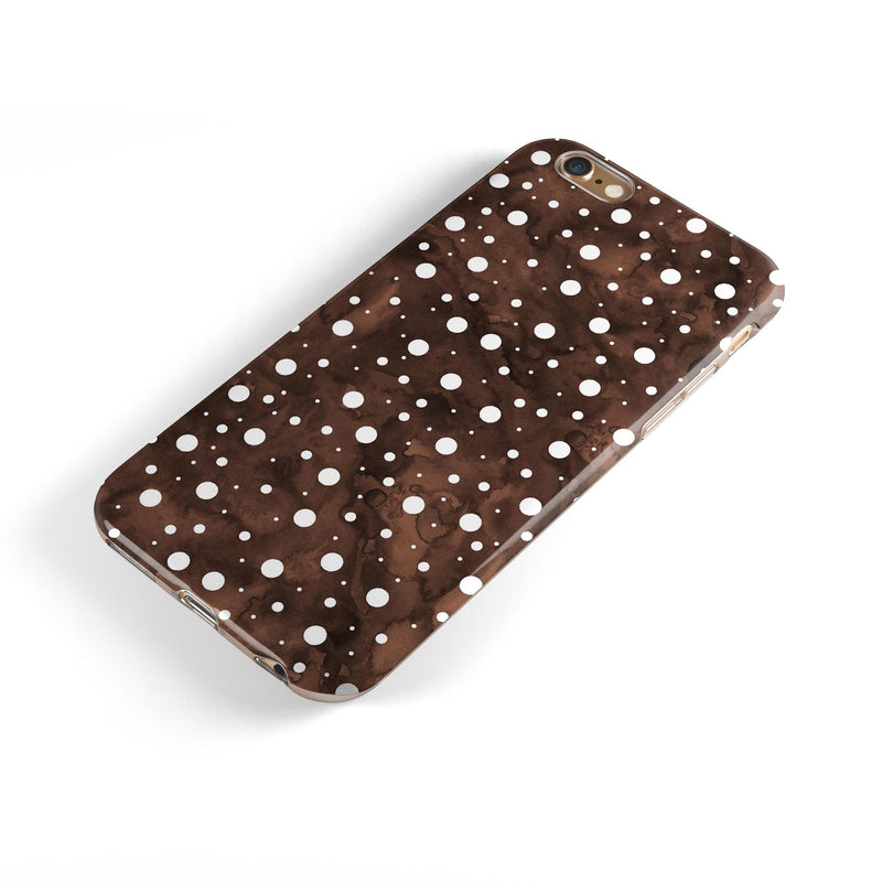 Brown and White Watercolor Polka Dots iPhone 6/6s or 6/6s Plus 2-Piece Hybrid INK-Fuzed Case