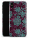 Burgundy and Turquoise Floral Velvet v2 - iPhone X Clipit Case