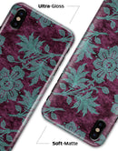 Burgundy and Turquoise Floral Velvet v2 - iPhone X Clipit Case