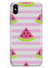 Cartoon Watermelon Over Stripes - iPhone X Clipit Case