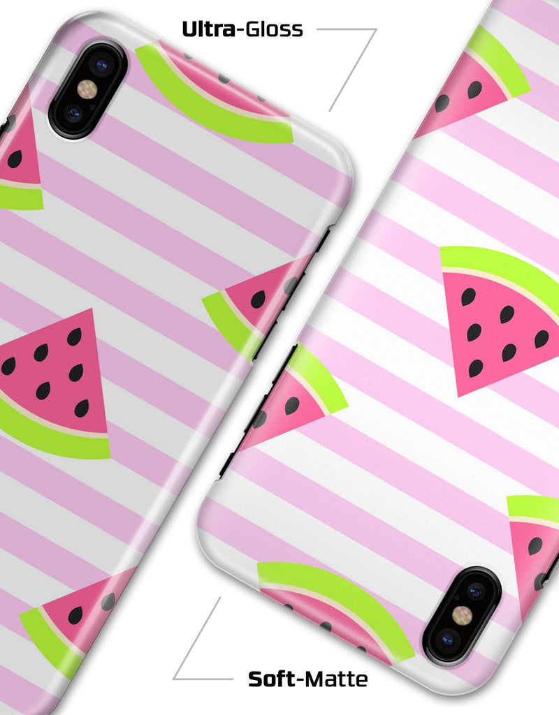 Cartoon Watermelon Over Stripes - iPhone X Clipit Case
