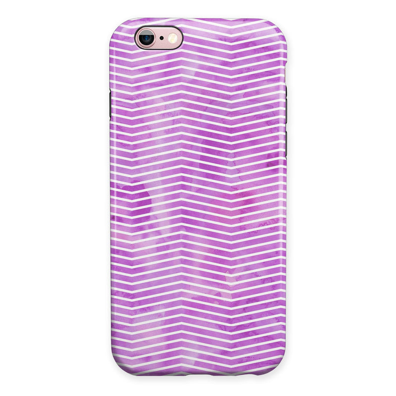 Clouded Purple Grunge Over White Chevron iPhone 6/6s or 6/6s Plus 2-Piece Hybrid INK-Fuzed Case