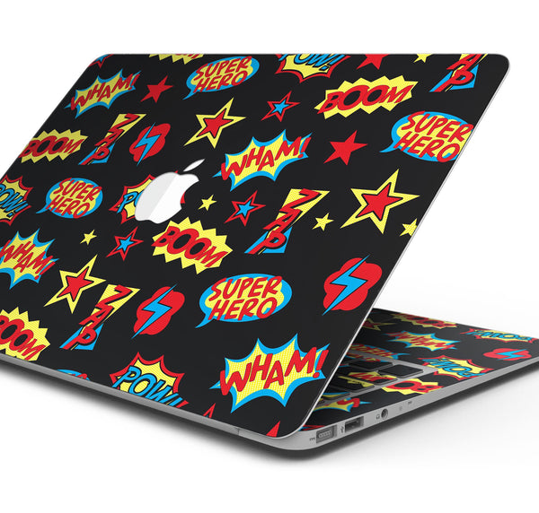 Comic Book Actions V3 - Skin Decal Wrap Kit Compatible with the Apple MacBook Pro, Pro with Touch Bar or Air (11", 12", 13", 15" & 16" - All Versions Available)