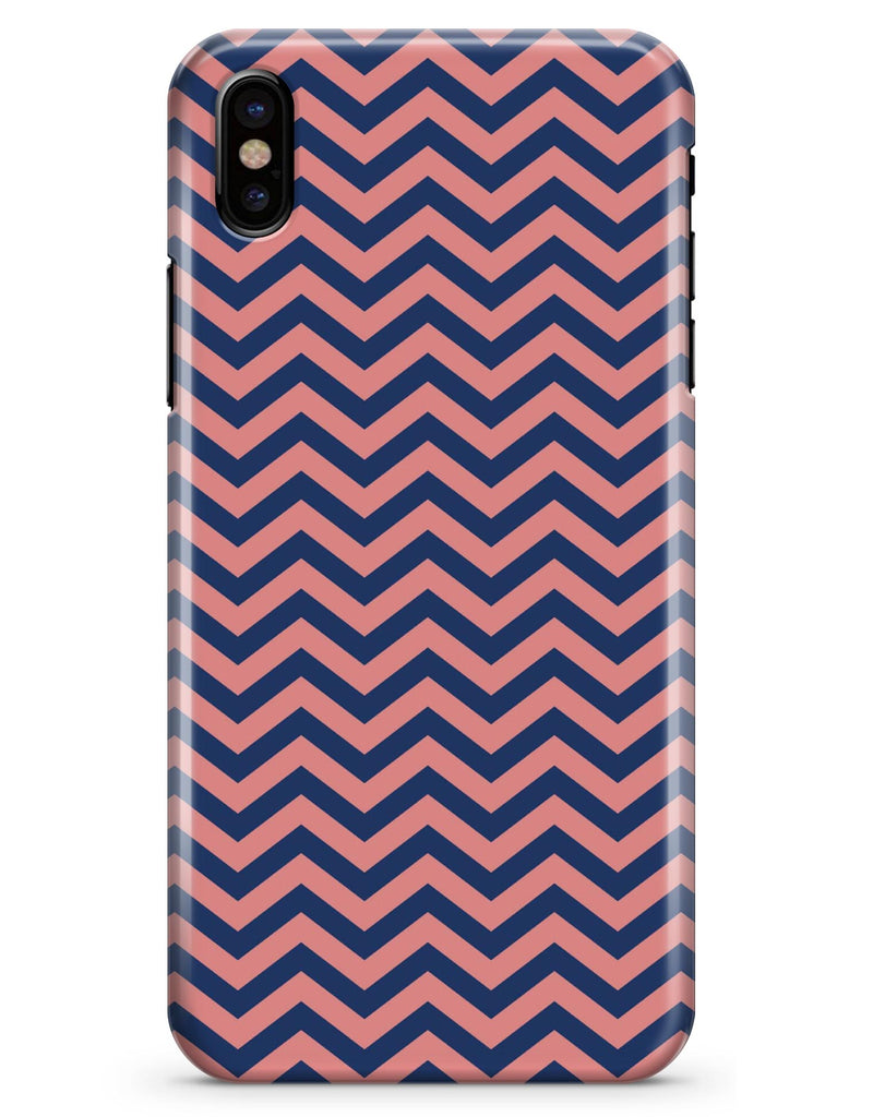Coral and Navy Chevron Pattern - iPhone X Clipit Case