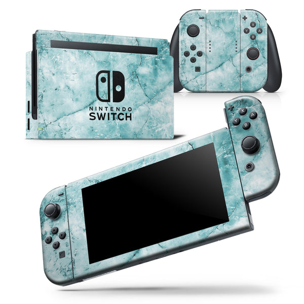 Cracked Turquise Marble Surface - Skin Wrap Decal for Nintendo Switch Lite Console & Dock - 3DS XL - 2DS - Pro - DSi - Wii - Joy-Con Gaming Controller