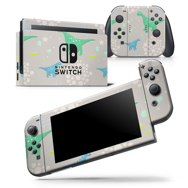 Curious Green and Blue Dinosaurs - Skin Wrap Decal for Nintendo Switch Lite Console & Dock - 3DS XL - 2DS - Pro - DSi - Wii - Joy-Con Gaming Controller