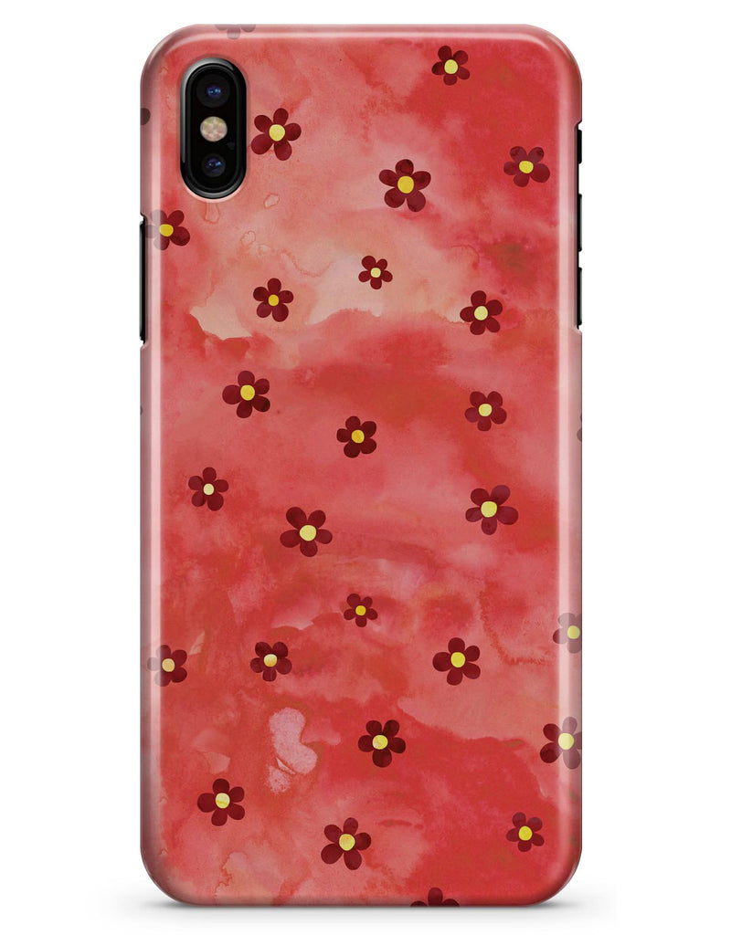 Cute Watercolor Flowers over Red - iPhone X Clipit Case