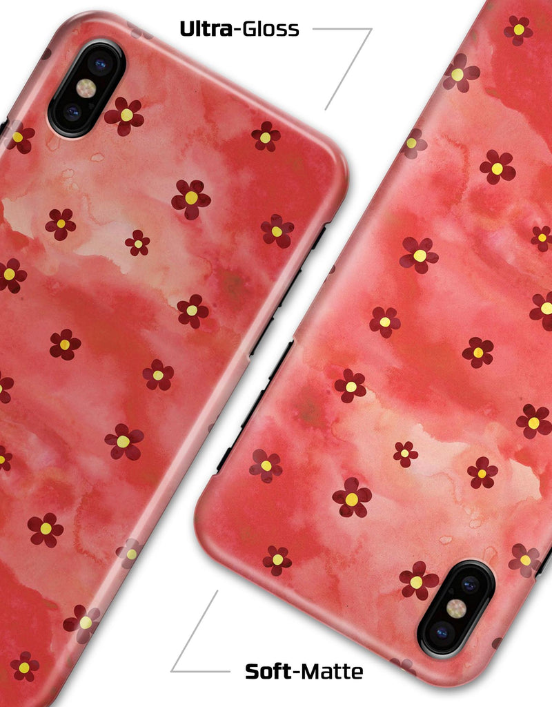 Cute Watercolor Flowers over Red - iPhone X Clipit Case