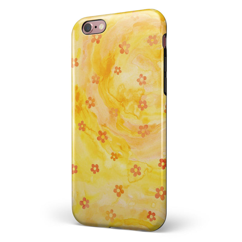 Cute Watercolor Flowers over Yellow iPhone 6/6s or 6/6s Plus 2-Piece Hybrid INK-Fuzed Case