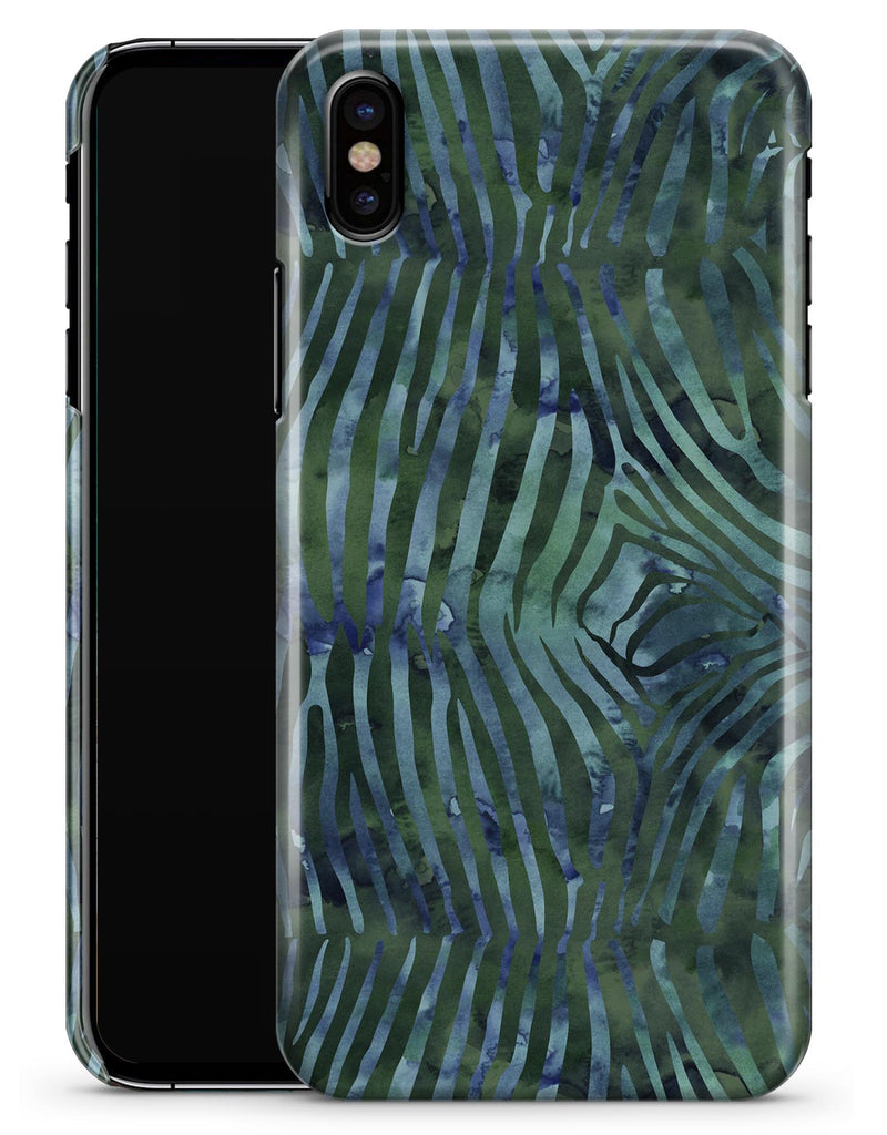 Deep Green and Blue Watercolor Zebra Pattern - iPhone X Clipit Case