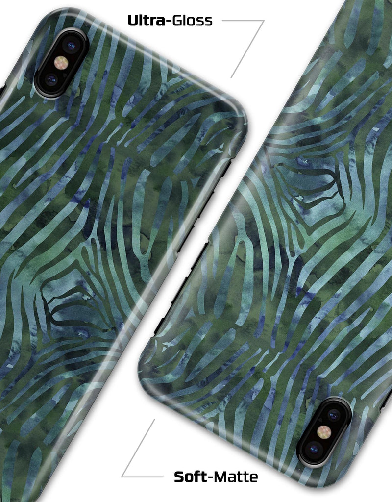 Deep Green and Blue Watercolor Zebra Pattern - iPhone X Clipit Case