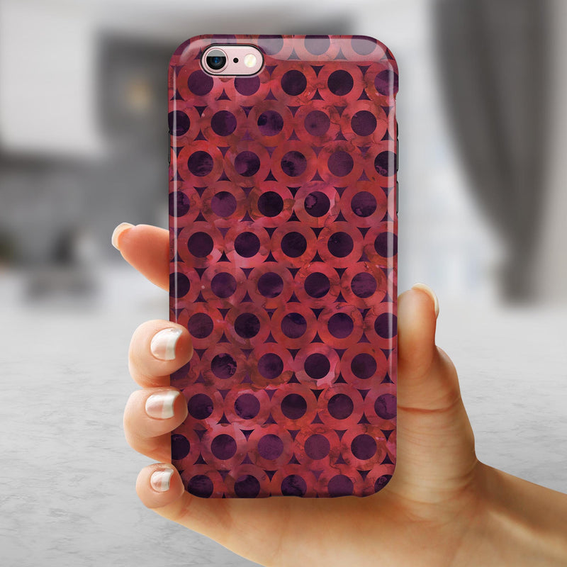 Deep Red Watercolor Ring Pattern iPhone 6/6s or 6/6s Plus 2-Piece Hybrid INK-Fuzed Case