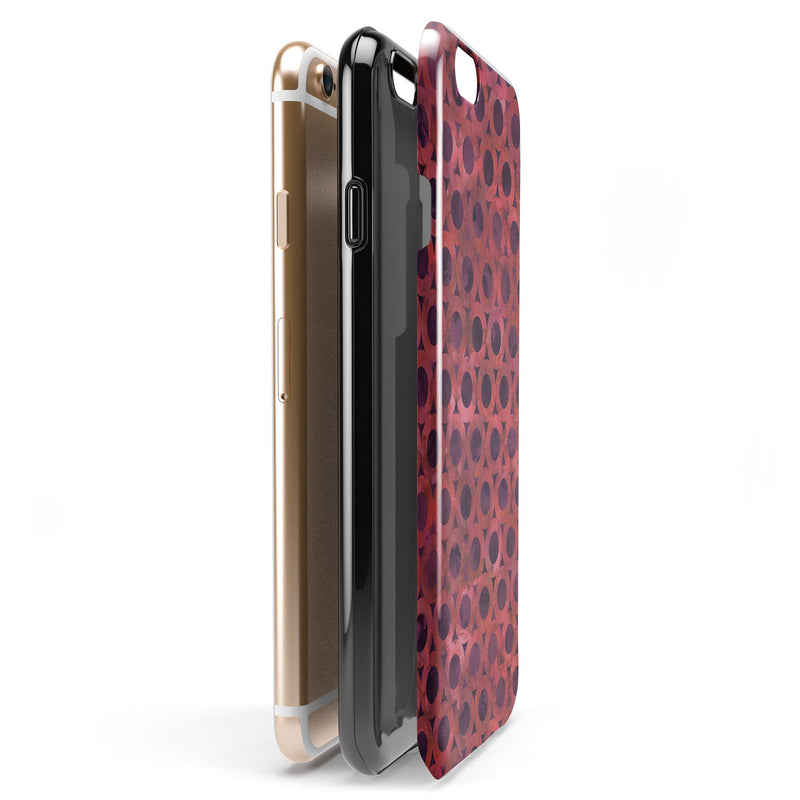 Deep Red Watercolor Ring Pattern iPhone 6/6s or 6/6s Plus 2-Piece Hybrid INK-Fuzed Case