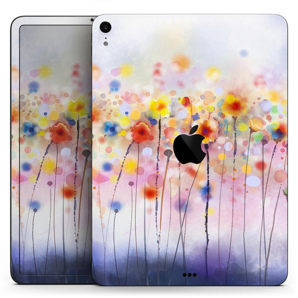Drizzle Watercolor Flowers V1 - Full Body Skin Decal for the Apple iPad Pro 12.9", 11", 10.5", 9.7", Air or Mini (All Models Available)