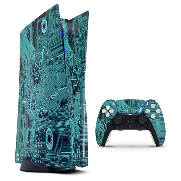 Electric Circuit Board V5 - Full Body Skin Decal Wrap Kit for Sony Playstation 5, Playstation 4, Playstation 3, & Controllers